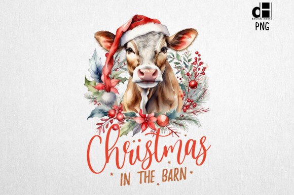 Download Vintage Christmas Farm Cow Sublimation - Premium Bundle
