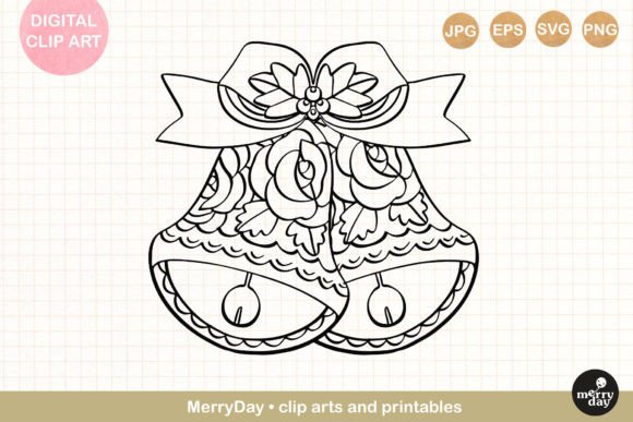 Download Decorative Bells Ornament Line Art - Premium Resources