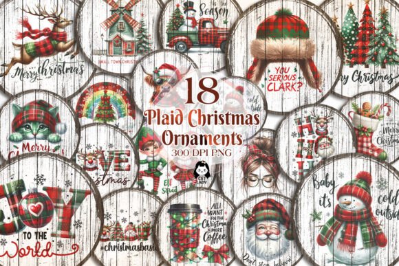 Download Plaid Christmas Ornaments Sublimation - Premium Resources
